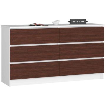 Lipasto NORE K140 6 laatikolla, valkoinen/tummanruskea