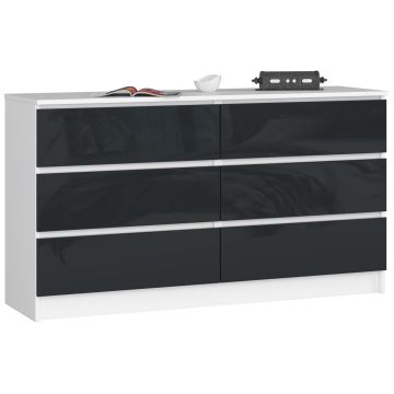 Lipasto NORE K140 6 laatikolla, valkoinen/tummanharmaa
