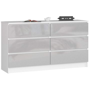 Lipasto NORE K140 6 laatikolla, valkoinen/vaaleanharmaa