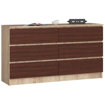 Lipasto NORE K140 6 laatikolla, tammi/tummanruskea