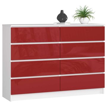 Lipasto NORE K140 8 laatikolla, valkoinen/punainen