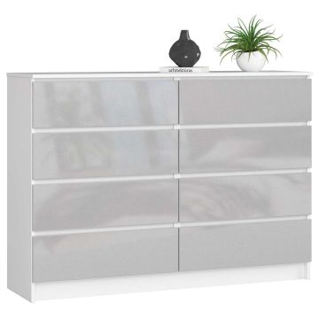 Lipasto NORE K140 8 laatikolla, valkoinen/vaaleanharmaa