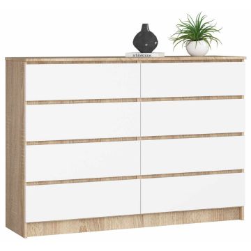 Lipasto NORE K140 8 laatikolla, tammi/valkoinen