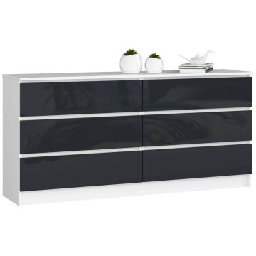 Lipasto NORE K160, 6 laatikkoa, valkoinen/harmaa