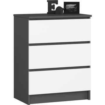 Комод K60, 3 ящика, серо-белый, 60 × 77 × 40 см