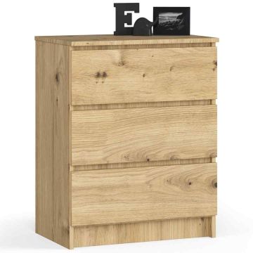 Комод K60, 3 ящика, коричневый, 60 × 77 × 40 см