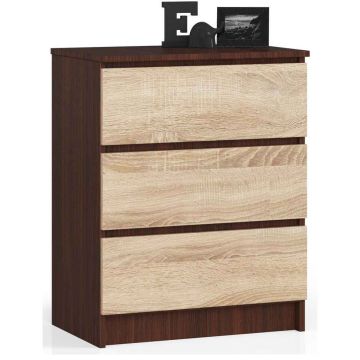 Комод K60, 3 ящика, коричневый/многоцветный, 60 × 77 × 40 см