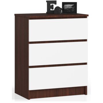 Lipasto NORE K60, 3 laatikkoa, tummanruskea/valkoinen