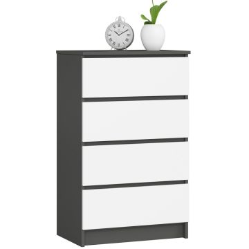 Комод K60, 4 ящика, серый/белый, 60 × 99 × 40 см