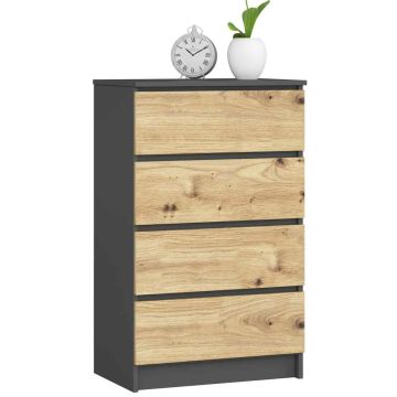 Комод K60, 4 ящика, серый/многоцветный, 60 × 99 × 40 см