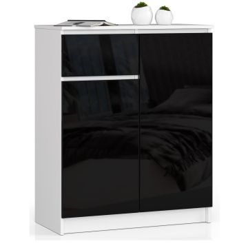 Комод K80 CLP, 1 ящик, 2 дверцы, белый/чёрный, 80 × 99 × 40 см