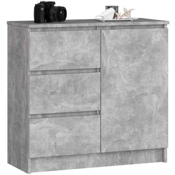 Комод K80 JERRY, 1 дверца, 3 ящика, Серый, 80 × 77 × 35 см