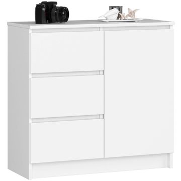 Комод K80 JERRY, 1 дверца, 3 ящика, белый, 80 × 77 × 35 см