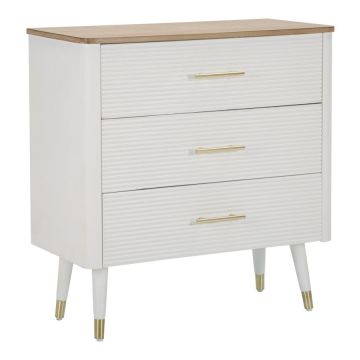 Matera chest of drawers, 3 drawers, white/brown, 78 × 80 × 37 cm