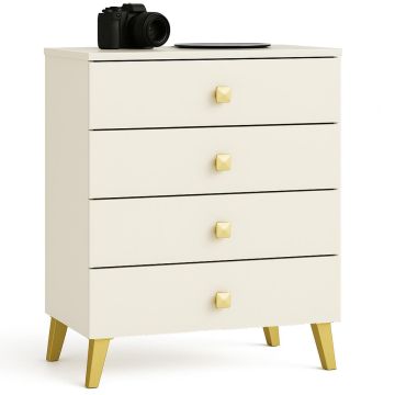 Lipasto MOBI K-04, 4 laatikkoa, beige/kultainen, 60 × 73 × 37 cm