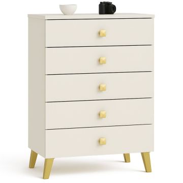 Lipasto MOBI K-05, 5 laatikkoa, beige/kultainen, 60 × 89 × 37 cm
