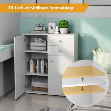 Chest of drawers with doors and drawers, 2 cabinets, 2 drawers, 72 × 85.5 × 34 cm