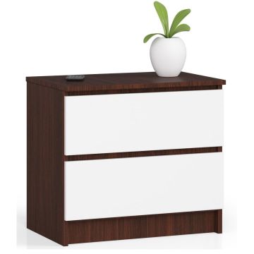 Lipasto NORE K60 2 laatikolla, tummanruskea/valkoinen
