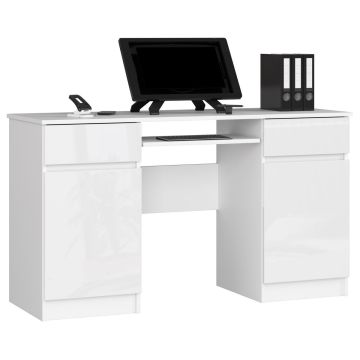 Компьютерный стол AKORD Furniture Factory A5, 2 ящика и 2 дверцы, белый, 135 × 77 × 50 см