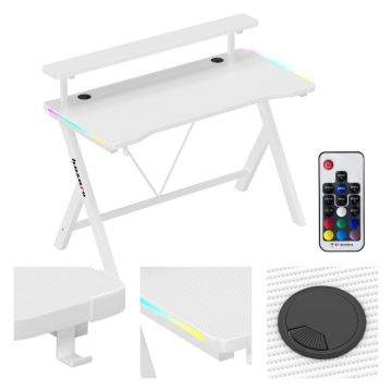 Tietokonepelipöytä Huzaro Hero 1.9 RGB, lisähyllyllä, 134 × 8 × 78 cm