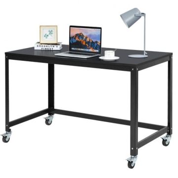 Computer desk, with casters, Black, 120 × 75 × 60 cm