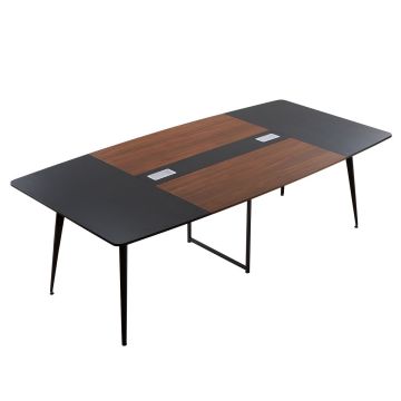Kokouspöytä VEVOR KLHY-02, 10 henkilölle, Musta/ruskea, 240 × 120 × 75 cm