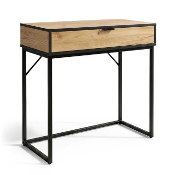 Konsolipöytä MODENA, 1 laatikko, tammi/musta, 80 × 80 × 35 cm