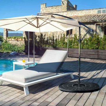 Cantilever outdoor umbrella stand, 4-piece, Black, 48 × 48 × 7.5 cm