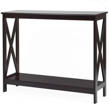 Console table, 2 shelves, Brown, 100.3 × 30.5 × 80 cm