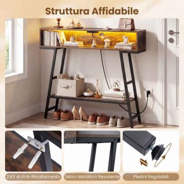 Console table, 3-tier, RGB LED, 100 × 86.5 × 20 cm