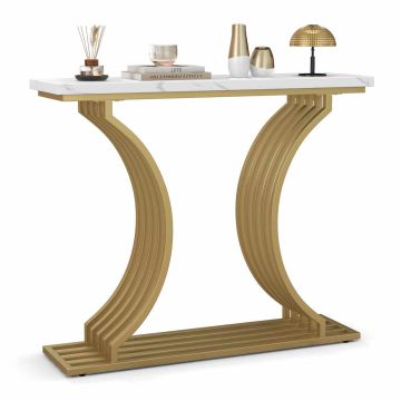 Console table, White/gold, 100 × 29 × 80 cm