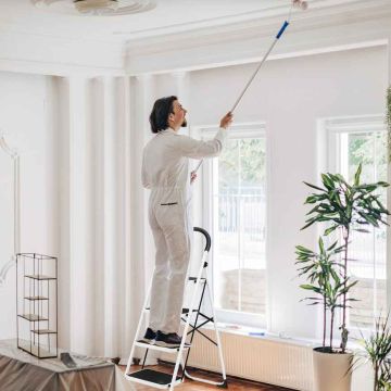 Ladder, 4 steps, White/black, 46.5 × 90 × 135.5 cm