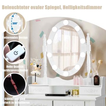 Vanity table, 4 drawers, White, 75 × 145 × 40 cm