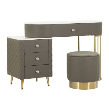 Sharon dressing table with pouf, Grey, 120 × 75 × 40 cm