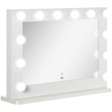 Косметическое зеркало с LED-подсветкой Homcom 80x60x20 см, белое.
