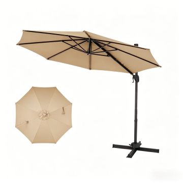 Curved outdoor umbrella, 6 height positions, 297 × 317 × 250 cm