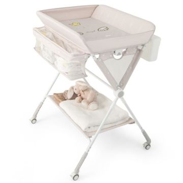 Vauvan hoitopöytä, 3 korkeusasentoa, Beige, 32 × 26 × 37,5 tuumaa