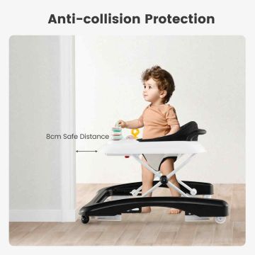 Baby walker, foldable, 3 height levels, Black, 70 × 59 × 50 cm