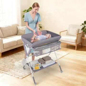 Baby changing table, 3 height positions, Gray, 66.5 × 95/98/101 × 81 cm