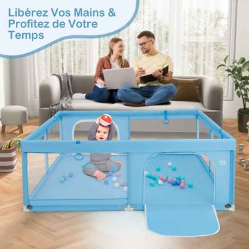 Baby Playpen, With 4 Rings and 50 Balls, 200 × 180 × 68 cm