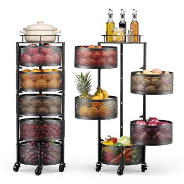 Тележка для хранения VEVOR BB-TC05, 5 ярусов корзин, Чёрная, 34 × 94,2 × 31,5 см