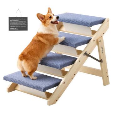 Lemmikkiportaat VEVOR ZD-25DOG06, 4 askelmaa, kokoontaitettavat, 63 × 49 × 47 cm