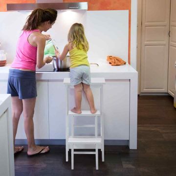 Step stool, 3 steps, White, 57 × 76 × 41 cm