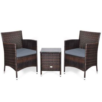 Outdoor furniture set, 3 pieces, Grey