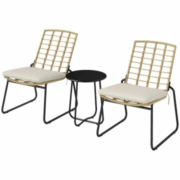 Ulkokalustesetti, 3-osainen, Beige/ruskea/musta, 56 × 67 × 78 cm