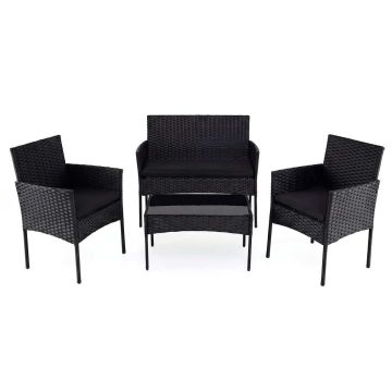 Outdoor furniture set, 4 pieces, two-seater armchair, 2 chairs and table