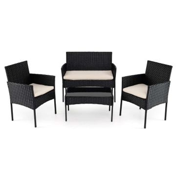 Outdoor furniture set, 4 pieces, two-seater armchair, 2 chairs and table
