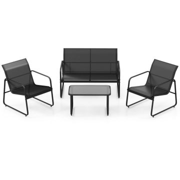 Outdoor furniture set, 4 pieces, Black