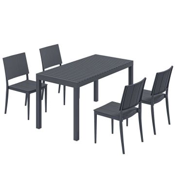 Ulkokalustesetti, 5 osaa, Harmaa, 141,5 × 74,5 × 70,5 cm