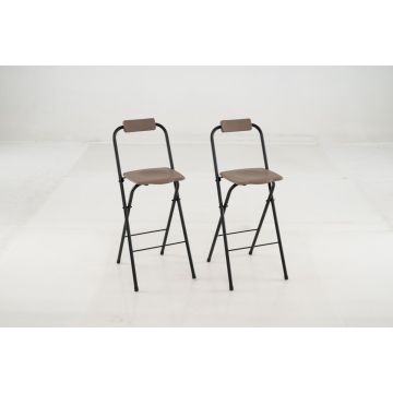 Outdoor bar stools, 2 pcs, Brown/black, 48 × 101 × 42.5 cm